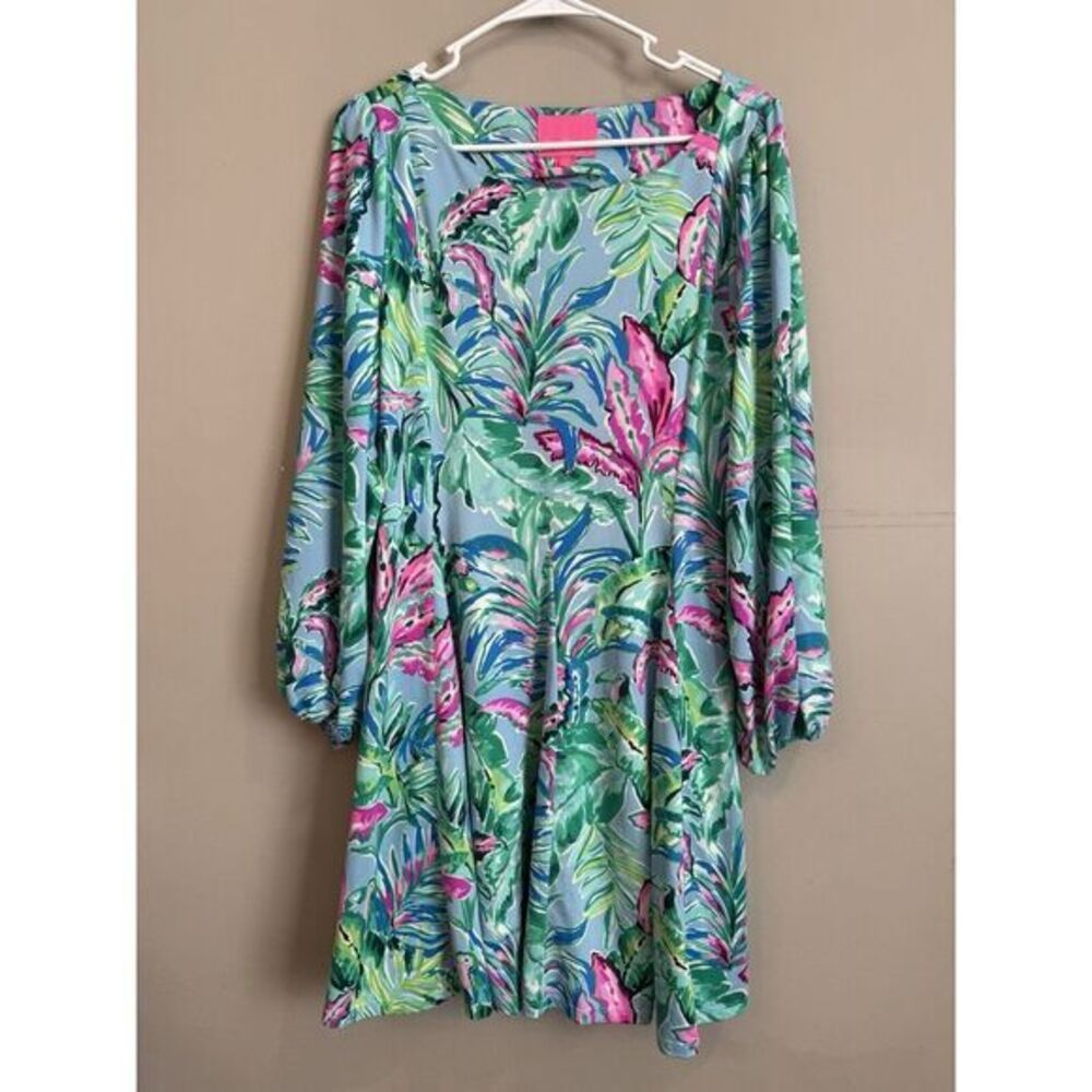 Lilly Pulitzer Toucan‎ Floral Stretchy Knee Length Dress Size Medium